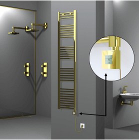 Resim Radiva HAITI Elektirikli Havlupan 400x1800 Düz Altın (KTX1 Termostat) 300W Spiral Kablolu 