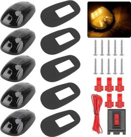 Resim Novahub 9led Siyah Füme Lens Lambaları, Kamyon Suv Dc 12v/24v Araba Tavan Işıkları, 5 Adet Kabin Çatı Işaretleyici Lambaları 