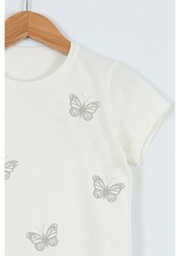 Resim Hçm Kız Çocuk Tshirt Kelebek Baskılı Bisiklet Yaka D31 Mavı 