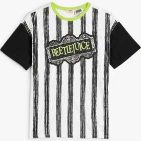 Resim Erkek Çocuk Beetlejuice Baskılı Lisanslı Kısa Kollu Pamuklu Tişört 