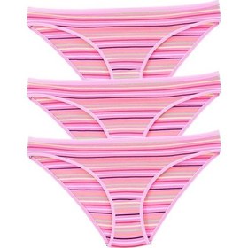 Resim Kadın 3'Lü Paket Desenli Bikini Külot Pembe (481017921)-Tek Ebat-Pembe 