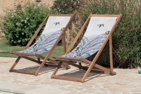 Resim Renkli Kuş Detaylı Şezlong - Şezlong SZ307 - Şezlong ve Kumaş 
