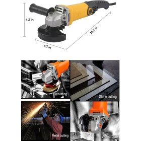 Resim Germany Bakır Sargılı 4500 W 115 mm Devir Ayarlı Spiral Avuç Içi Kesme ve Taşlama Makinası 