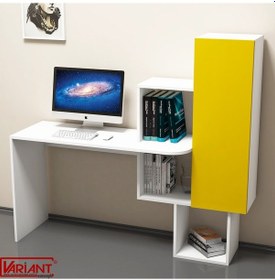 Resim Variant Variant Açelya Kitaplıklı Çalışma Masası Beyaz-Sarı 