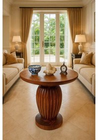 Resim Ahşap Orta Sehpa Meşe Renk Modern Mantar Tasarım Kahverengi 