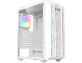 Resim Zoko Hunter 4x12 CM ARGB Fan Mesh Panel Temperli Cam Bilgisayar Kasası Beyaz 