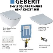 Resim Geberit Smyle Square Rimfree Alpha10 Soft Asma Klozet Seti - Beyaz 