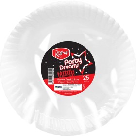 Resim Roll-Up Party Dreams Karton Tabak Beyaz 25'li 22 cm 2 Adet 