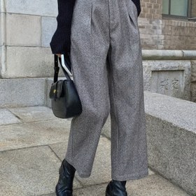 Resim Kadın Şık Düz Renk Yüksek Belli Geniş Paça Pantolon - Kemerli Olmayan Bol Kesim Düz Paça Eğik Cepli Pantolon, Makinede Yıkanabilir Günlükten Formale Giyim, Tüm Mevsim ve Sıcaklık 