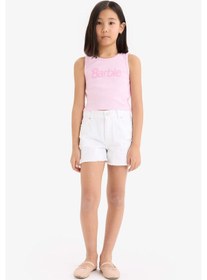 Resim DeFacto Kız Çocuk Barbie Bisiklet Yaka Atlet E6521A825HSPN614 Pembe 