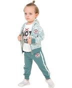 Resim Fashıon Sports Nakışlı Kapüşonlu Üçlü Alt Üst Takım Yeşil 