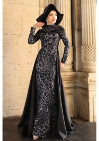 Resim Raika Moda Frezya Parıltılı Şık Tesettür Abiye Siyah 