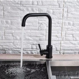 Resim Siyah Mat Mutfak Eviye Bataryası Lavabo Musluğu Matte Black 