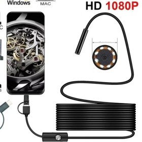Resim Endoskop 3 In 1 Yılan Kamera USB Micro USB Type-C 20 Metre Sert Kablo 