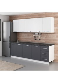 Resim Minar 245 Cm Mutfak Dolabı Beyaz Antrasit 245-A1 Beyaz 