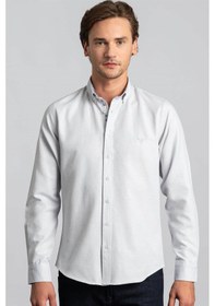 Resim Tudors Slim Fit Dar Kesim Uzun Kol Erkek Gömlek-23371 Beyaz 