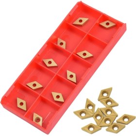 Resim Vigortrading 10 Adet DCMT070204 YBC251 Bıçaklar Altın Karbür Uçlar Cnc Torna Kesici Torna Torna Aracı Sıkıcı Bar (Yurt Dışından) 