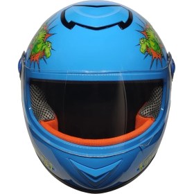 Resim MTS Çocuklar İçin Dino Mavi Full Face Kask PP Malzeme ile Güvenli Kullanım 