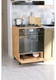 Resim Vina Ayaklı Fırın Dolabı Alttan Kapaklı Dekoratif Ankastre Dolabı Atlantik Çam 