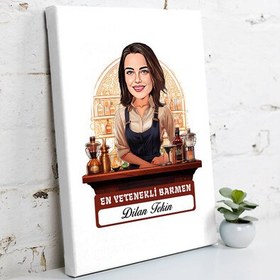 Resim Karikatürlü En Güzel Barmen Kanvas Tablo 