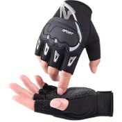 Resim 1 Çift Nefes Alabilen Yarım Parmak Eldiveni, Kaymaz Açık Hava Spor Eldivenleri, Traction Pads ile, Rahat Moda Polyester %100 saç tokası ve Döngü Kapatma, Dokuma Kumaş 