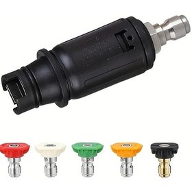 Resim Fochsia 6 Parçalı Nozzle Seti 1 Adet 6 Parça Yüksek Basınçlı Yıkama Nozzle Seti 3000psi Hızlı Bağlantı 5 Renkli Jet Araba Yıkama 