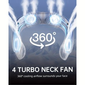 Resim Gelişmiş Taşınabilir Boyun Fanı Pro - 360° Çevresel Soğutma Teknolojisi, 3 Rüzgar Modu (Doğal/Turbo/Uyku), Gerçek Zamanlı LED Ekran ile Pil ve Hız Göstergesi, Ergonomik Esnek Boyun Bandı, Bilekliksiz Güvenli Tasarım, Seyahat ve Günlük Kullanım İçin Mükemmel 