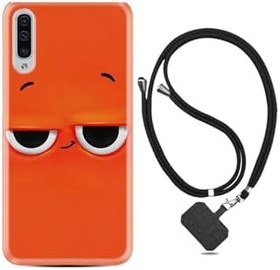 Resim kilifland Samsung Galaxy A70 ile Uyumlu Kılıf Resimli Desenli Silikon Boyun Askılı Orange 1830 
