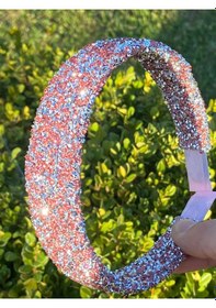 Resim Aura Taç & Toka El Yapımı Pembe Gümüş Kristal Taşlı Işılıtılı Taç 
