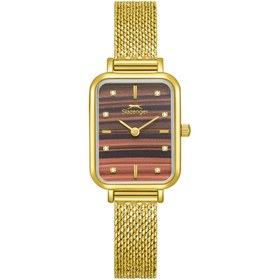 Resim Slazenger SL.09.2550.3.06 Dikdörtgen Kadran Hasır Kordon 5 Atm Suya Dayanıklı Altın Renk Kadın Kol S 