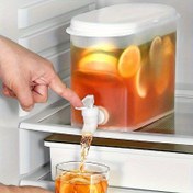 Resim 1 adet Büyük Kapasiteli Plastik İçecek Dağıtıcısı Musluklu - Buzlu Çay, Limonata, Meyve Demleri için Buzdolabı Dostu Soğuk Su Isıtıcı - Dayanıklı Mutfak ve Yemek Odası Temel, Şık Şeffaf Tasarım | Kolay Tutuş Sapı 