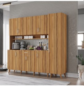 Resim Zenit Kahve Köşesi Çok Amaçlı Dolap Kiler Mutfak Dolabı Ceviz 175cm Ceviz 