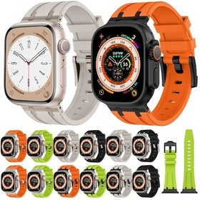 Resim iOs Watch Uyumlu Se 2022 İçin 44mm Taş Tahıl Sıvı Silikon Saat Bandı Titanyum Turuncu 