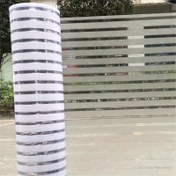 Resim 16mil Mat Çizgili Gizlilik Pencere Filmi - Yeniden Kullanılabilir Elektrostatik Yapıştırıcısız Cam Sticker, Banyo, Ofis, Oturma Odası & Ev Dekoru için Mat PVC, Klasik Siyah & Beyaz Dikey Çizgiler, İç Mekan Kullanımı 