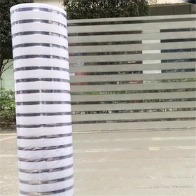 Resim 16mil Mat Çizgili Gizlilik Pencere Filmi - Yeniden Kullanılabilir Elektrostatik Yapıştırıcısız Cam Sticker, Banyo, Ofis, Oturma Odası & Ev Dekoru için Mat PVC, Klasik Siyah & Beyaz Dikey Çizgiler, İç Mekan Kullanımı 