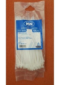 Resim KSN Kablo Bağı Plastik Kelepçe Beyaz 3.6x150mm - 100 Adet 