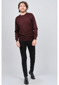 Resim Ateş Triko Erkek Yuvarlak Yaka Yün Kazak 6090005 Bordo Bordo 
