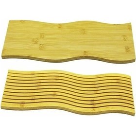 Resim Dalgalı Çift Taraf Tasarımlı Ahşap Sunum Tepsisi 