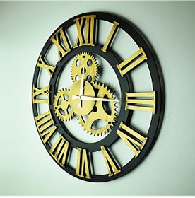 Resim Duvar Saati Antik Gold Roma 70cm Altın 