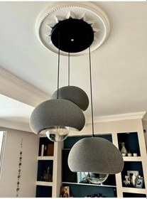 Resim 3 Lü Sarkıt Antrasit Avize Rustik E27 Modern Avize Bohem Beton Görünüm (E27 Ampul Dahildir.) 