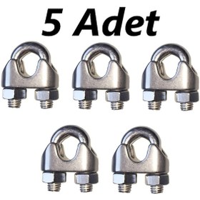 Resim 5'li Paslanmaz Krom Klemens. 8mm. Halat Sıkıcı Klemens 