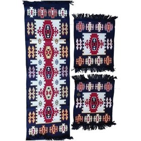 Resim Seyyah Antik Kilimden Koltuk Kilimi Seti , 3 Parça, 2 Taraflı 