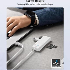 Resim Orico PAPW3AT-C3-015-WH-EP Type-C To 3.0 TF SD Kart Okuyucu 3 Portlu USB 3.0 Beyaz Çoklayıcı Adaptör 