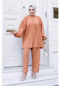 Resim Misskayle Balon Kol Tesettür Camel Takım Camel 