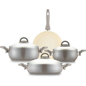 Resim Emsan Crystal Bej 7 Parça Güveç Tencere Seti 