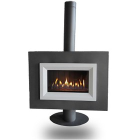 Resim Mira H10F Freestanding Üstten Bacalı Şömineli Doğalgaz Sobası 