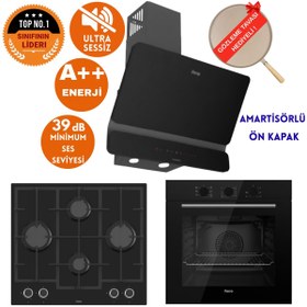 Resim Ferre FlowArt&SilentArt CQQL Sessiz Yeni Seri Siyah Ankastre Set ( D080-SA + QBL62CS + LN385 ) 