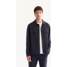 Resim AVVA Erkek Lacivert Klasik Yaka Hızlı Kuruyan Non-Iron Comfort Fit Gömlek Ceket A52Y2118 