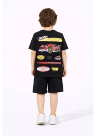 Resim Miniko Kids Erkek Çocuk Hot Wheels Modelli Pamuk Şortlu Takım Siyah 