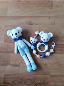 Resim Amigurumi Erkek Ayıcık Bebek Seti 29cm 